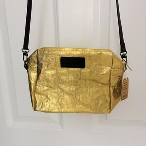 Natural Life Small Shiny Gold Crossbody Bag With Adjustable Strap